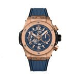 ساعه منHUBLOT تعمل بعدادات بلون ازرق وسير ازرق من المطاط