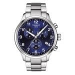 ساعه من tissot تعمل بعدادات بلون ابيض وسير بنى من المعدن