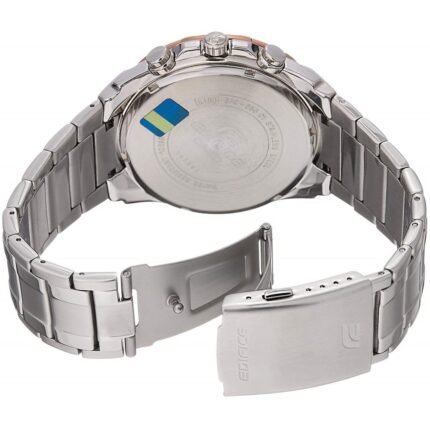 ساعه من Casio تعمل بعدادات بلون اسود وسير فضي من المعدن