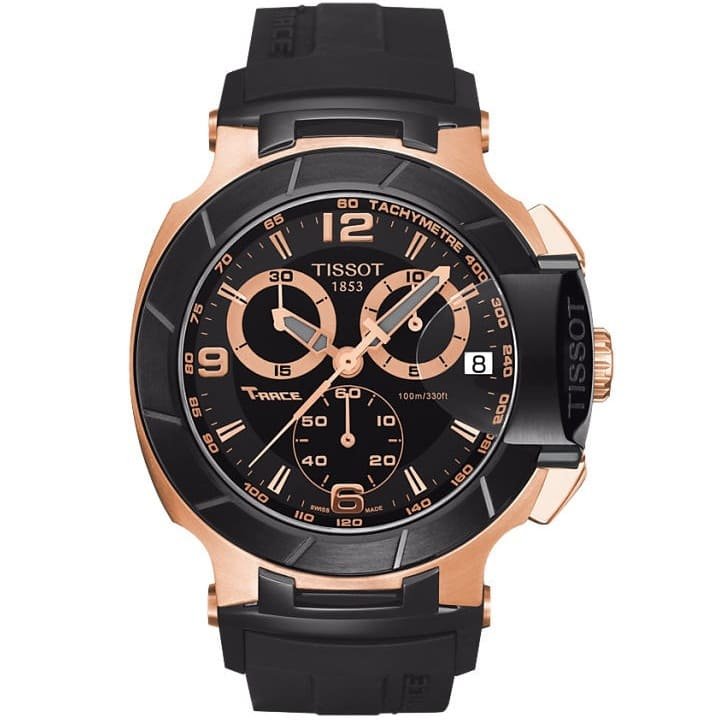 ساعه من tissot تعمل بعدادات بلون اسود وسير اسود من المطاط ساعه من tissot تعمل بعدادات بلون اسود وسير اسود من المطاط