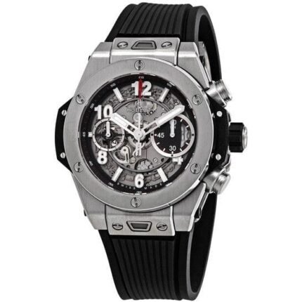 ساعه من Hublot تعمل بعدادات بلون ازرق وسير ازرق من المطاط
