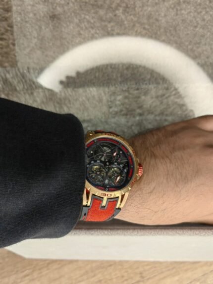 ROGER DUBUIS WATCH BLACK WITH rubber red BELT