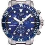 ساعه من tissot تعمل بعدادات بلون ازرق وسير فضي من المعدن