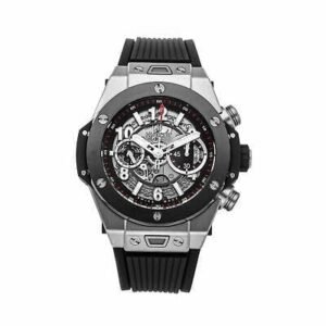 ساعه من Hublot تعمل بعدادات بلون ازرق وسير ازرق من المطاط