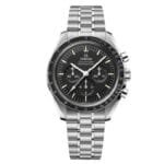 ساعه من007 OMEGA تعمل بعدادات بلون اسود وسير فضي من الستانليس ستيل