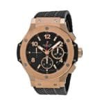 ساعه من Hublot تعمل بعدادات بلون اسود وسير اسود من المطاط