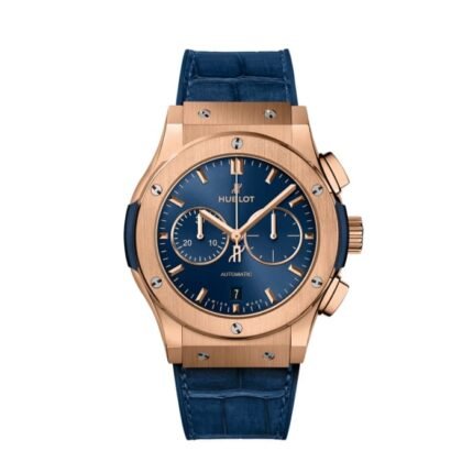 ساعه من Hublot تعمل بعدادات بلون ازرق وسير ازرق من المطاط