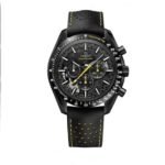 ساعه من OMEGA 007 تعمل بعدادات بلون اسود وسير جلد اسود
