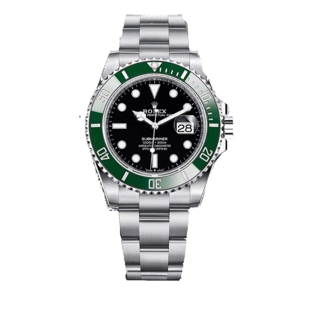 ساعة رولكس صب مارينر ميرور اوريجينال Rolex submariner استيك فضي ومينا لون اسود وفريم اخضر ساعة رولكس صب مارينر ميرور اوريجينال Rolex submariner استيك فضي ومينا لون اسود وفريم اخضر