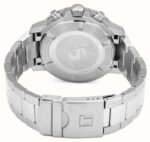ساعه من tissot تعمل بعدادات بلون اسود وسير فضي من المعدن