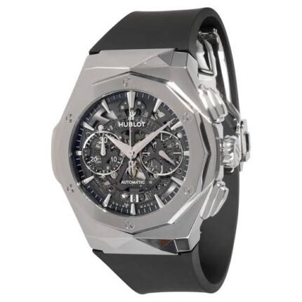ساعه منHUBLOT تعمل بعدادات بلون رمادى وسير اسود من المطاط