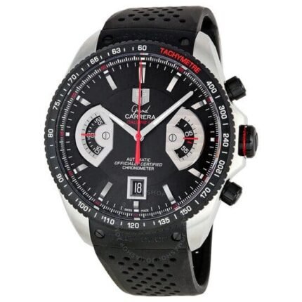 TAG HEUER GRAND CARRERA CALIBRE 17 CHRONOGRAPH WATCH BLACK WITH RUBBER BLACK BELT