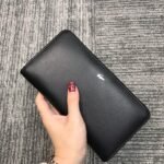 محفظة لاكوست للنساء جلد طبيعي اسود