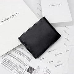 طقم محفظة ميدالية Calvin Klein جلد طبيعي اسود