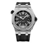 ساعه منِAudemars Piguet تعمل بعدادات بلون اسود  وسير اسود من المطاط