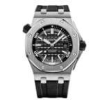 ساعه منِAudemars Piguet تعمل بعدادات بلون اسود  وسير اسود من المطاط
