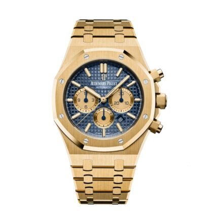 ساعه منِ Audemars Piguet تعمل بعدادات بلون ازرق وسير ذهبي  من الستانليستيل