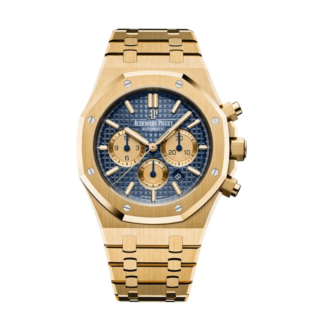 ساعه منِ Audemars Piguet تعمل بعدادات بلون ازرق وسير ذهبي من الستانليستيل ساعه منِ Audemars Piguet تعمل بعدادات بلون ازرق وسير ذهبي من الستانليستيل