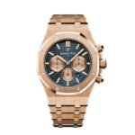 ساعه منِ Audemars Piguet تعمل بعدادات بلون ازرق وسير نحاسي من الستانليستيل