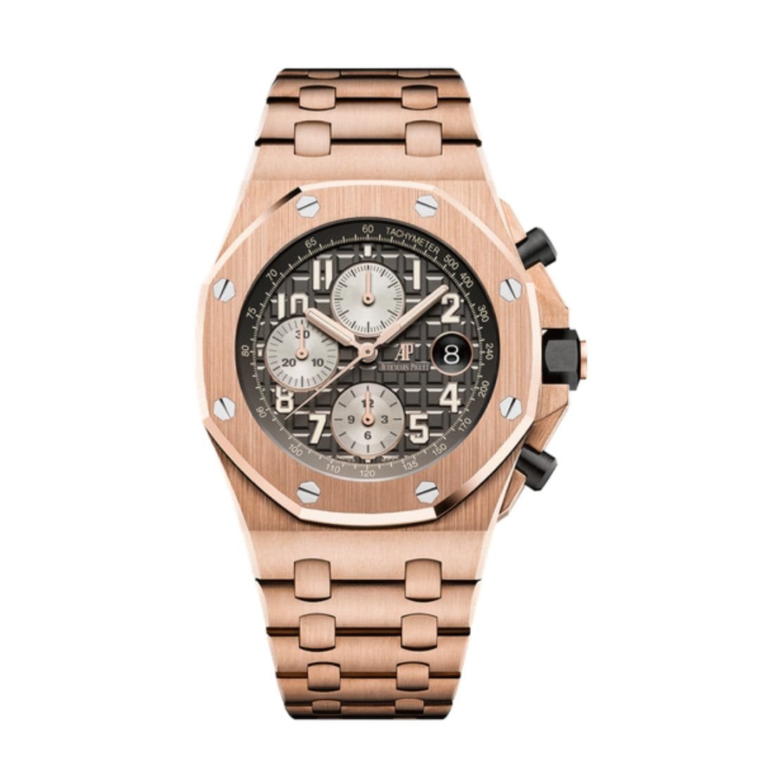 ساعةِAudemars Piguet تعمل بعدادات بلون اسود وسير نحاسى من المعدن ساعةِAudemars Piguet تعمل بعدادات بلون اسود وسير نحاسى من المعدن
