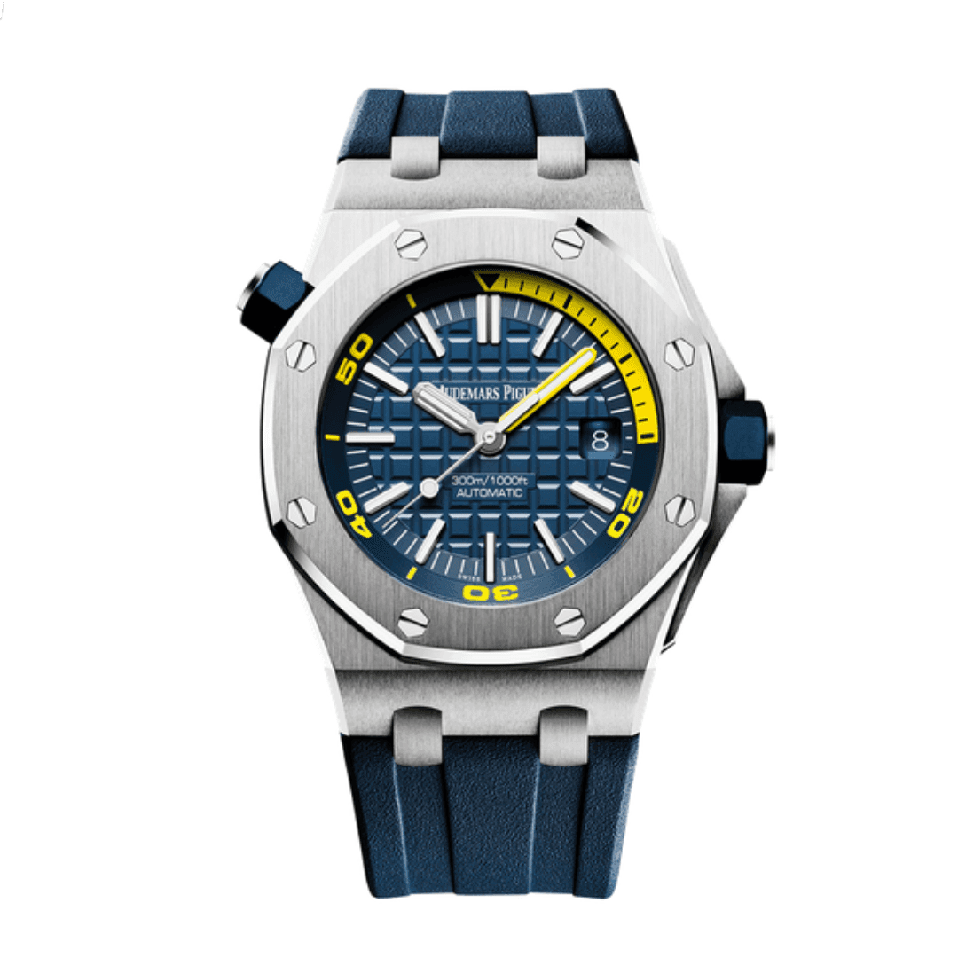 ساعةِAudemars Piguet تعمل بعدادات بلون ازرق وسير ازرق من المطاط ساعةِAudemars Piguet تعمل بعدادات بلون ازرق وسير ازرق من المطاط