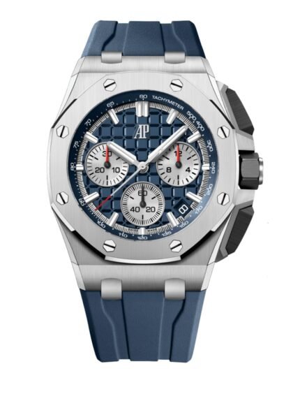 ساعةِAudemars Piguet تعمل بعدادات بلون ازرق وسير ازرق من المطاط