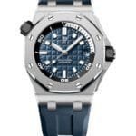 ساعه منِAudemars Piguet تعمل بعدادات بلون ازرق وسير ازرق من المطاط