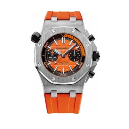 ساعه منِAudemars Piguet تعمل بعدادات بلون برتقالي  وسير برتقالي من المطاط