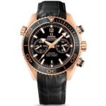 ساعه من OMEGA 007 تعمل بعدادات بلون اسود وسير جلد اسود