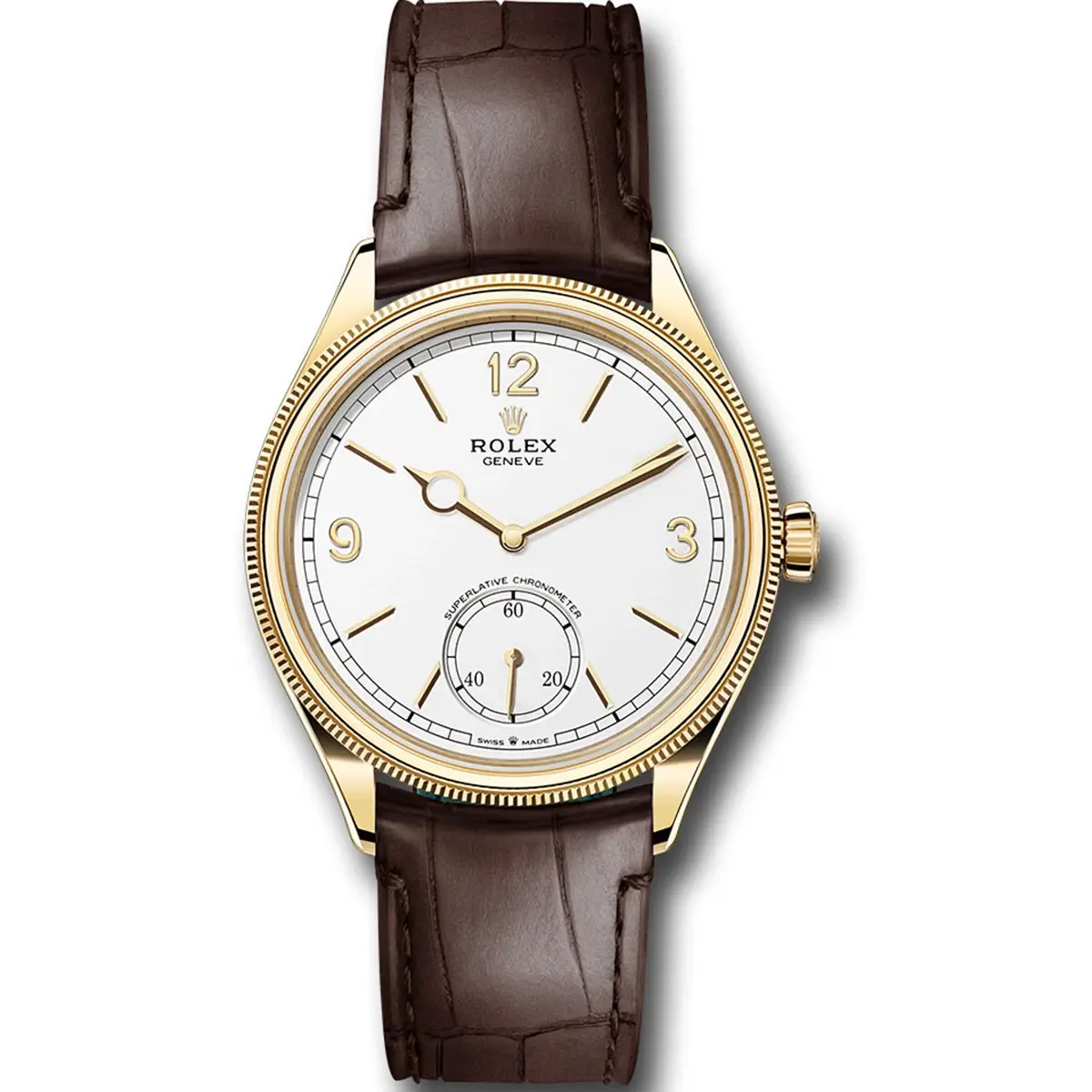 Rolex-Perpetual-watch-1908-m52508-0006-automatic-white-dial-brown-leather ساعة رولكس Perpetual 1908 مينا أبيض بحزام جلد بني - الصورة 1