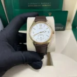 ساعة رولكس Perpetual 1908 مينا أبيض بحزام جلد بني - الصورة 4